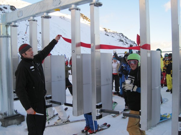 Assistant Ski Area Manager, Ed Bezett opens Alta Chair for 2010 season at The Remarkables